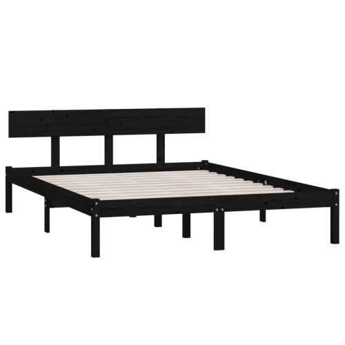 Okvir za krevet crni masivno drvo 120 x 190 cm mali bračni - Crna 120 x 190 cm Cijena