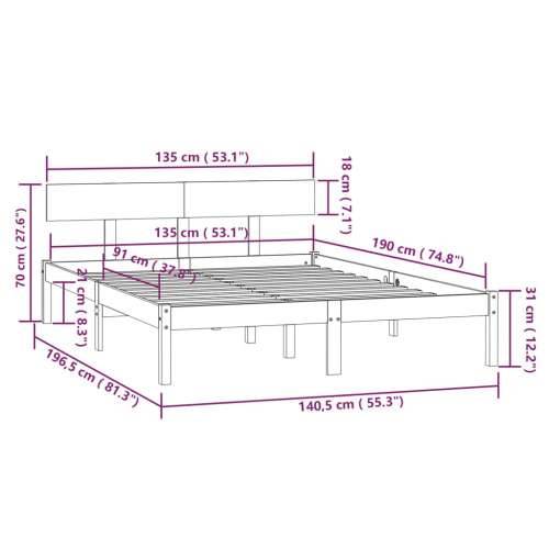Okvir za krevet masivna borovina bijeli 135x190 cm bračni - Bijela 135 x 190 cm Cijena
