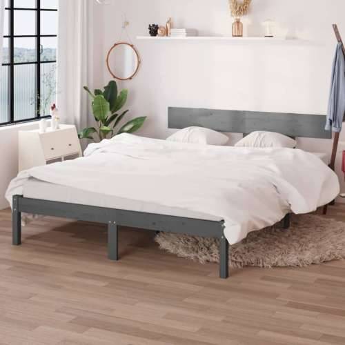 Okvir za krevet od masivne borovine sivi 140 x 190 cm - Siva 140 x 190 cm Cijena
