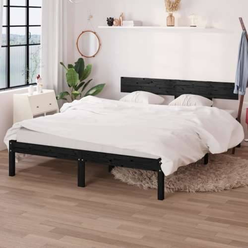 Okvir za krevet od masivne borovine crni 140 x 190 cm - Crna 140 x 190 cm Cijena
