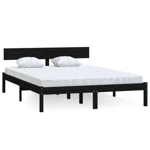 Okvir za krevet od masivne borovine crni 140 x 190 cm - Crna 140 x 190 cm Cijena