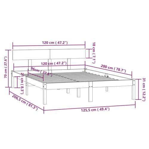 Okvir za krevet od masivne borovine bijeli 120 x 200 cm - Bijela 120 x 200 cm Cijena