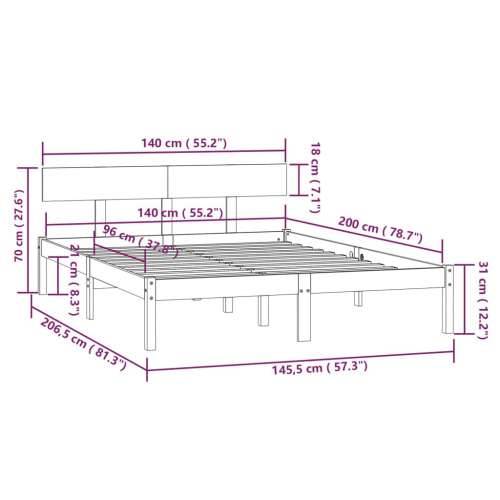 Okvir za krevet od masivne borovine bijeli 140 x 200 cm - Bijela 140 x 200 cm Cijena