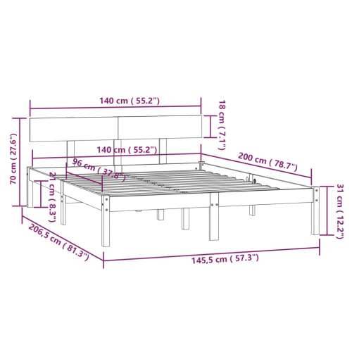 Okvir za krevet od masivne borovine sivi 140 x 200 cm - Siva 140 x 200 cm Cijena