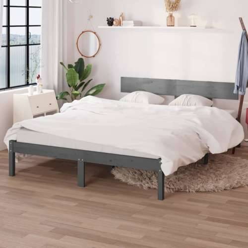Okvir za krevet od masivne borovine sivi 150x200 cm bračni