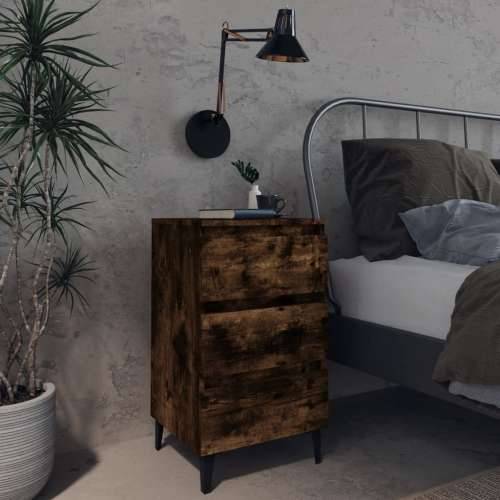 Noćni ormarić s metalnim nogama dimljeni hrast 40 x 35 x 69 cm - Dimljeni hrast 1 Cijena