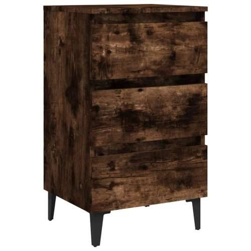 Noćni ormarić s metalnim nogama dimljeni hrast 40 x 35 x 69 cm - Dimljeni hrast 1 Cijena