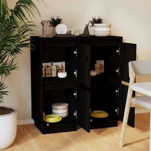Komode 2 kom crne 31,5 x 34 x 75 cm od masivne borovine - Crna 2 Cijena