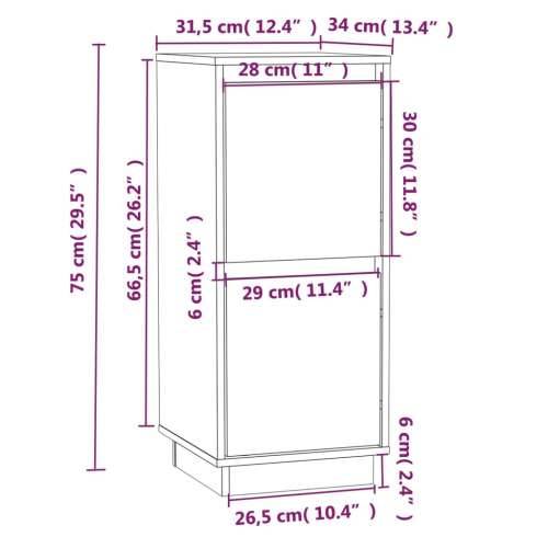 Komode 2 kom crne 31,5 x 34 x 75 cm od masivne borovine - Crna 2 Cijena