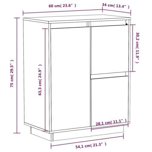 Komoda smeđa boja meda 60 x 34 x 75 cm od masivne borovine - boja meda 1 Cijena