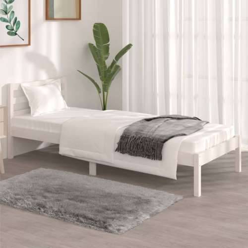 Okvir za krevet od borovine 75x190 cm bijeli jednokrevetni