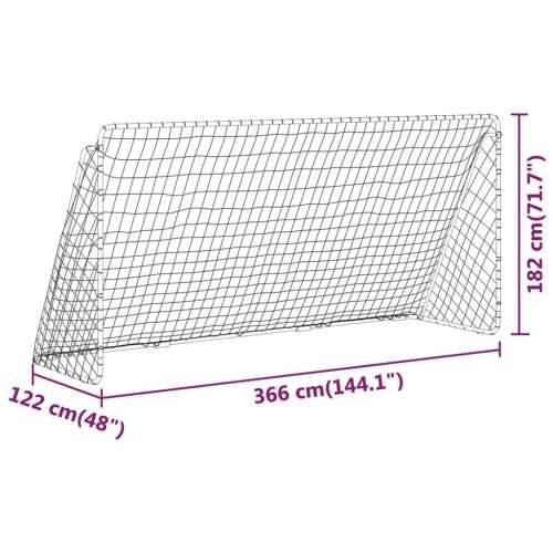 Nogometni gol s mrežom bijeli 366 x 122 x 182 cm čelčni Cijena