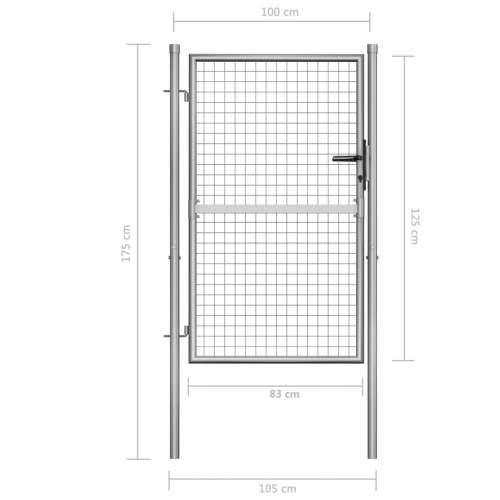Vrtna vrata od pocinčanog čelika 105 x 175 cm srebrna - 105 x 175 cm Cijena