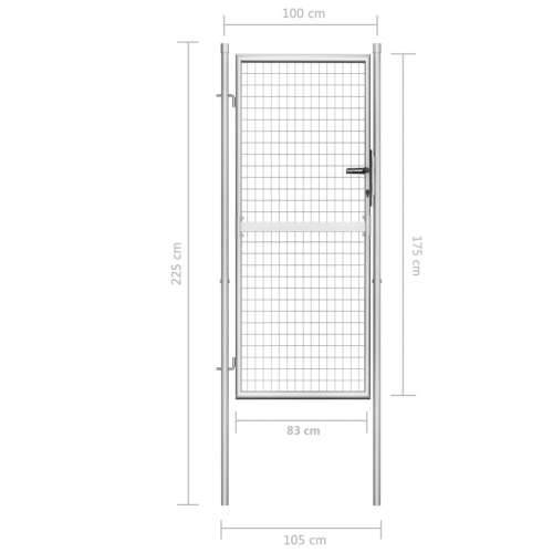 Dvorišna vrata - Vrtna vrata od pocinčanog čelika 105 x 225 cm srebrna - 105 x 225 cm Cijena