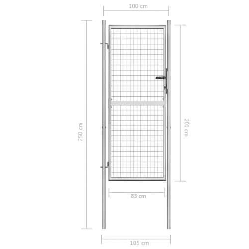 Dvorišna vrata - Vrtna vrata od pocinčanog čelika 105 x 250 cm srebrna - 105 x 250 cm Cijena