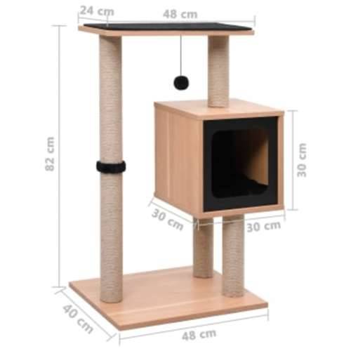 Penjalica za mačke - Kuća za mačke - Grebalica s prostirkom za grebanje od sisala 82 cm - Crna Cijena