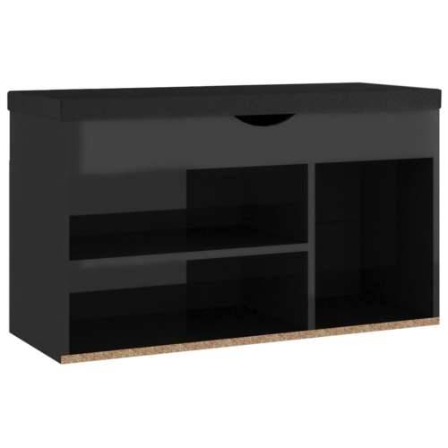 Klupa za cipele s jastukom sjajna crna 80 x 30 x 47 cm drvena - visoko sjajno crna 1 Cijena
