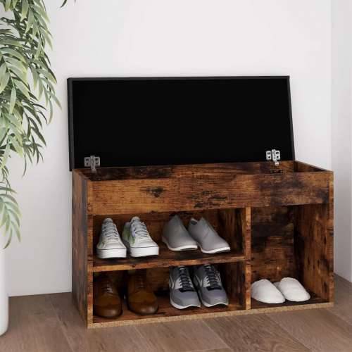 Klupa za cipele s jastukom boja hrasta 80 x 30 x 47 cm drvena - Dimljeni hrast 1 Cijena