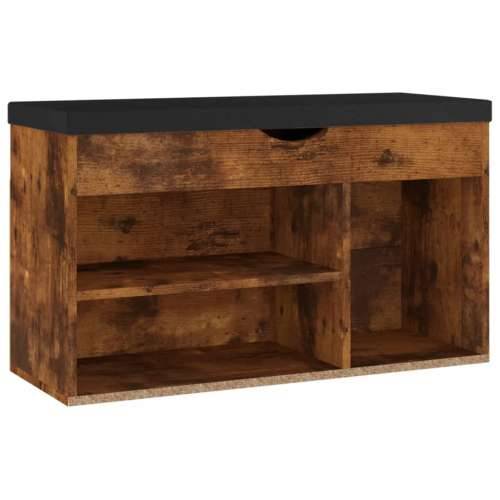Klupa za cipele s jastukom boja hrasta 80 x 30 x 47 cm drvena - Dimljeni hrast 1 Cijena