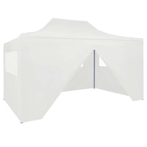 Sklopivi šator za zabave s 4 bočna zida 3 x 4,5 m bijeli