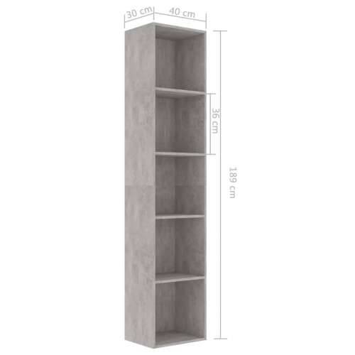 Ormarić za knjige siva boja betona 40 x 30 x 189 cm drveni Cijena