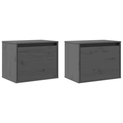 Zidni ormarići 2 kom sivi 45 x 30 x 35 cm od masivne borovine - Siva 2 1 Cijena
