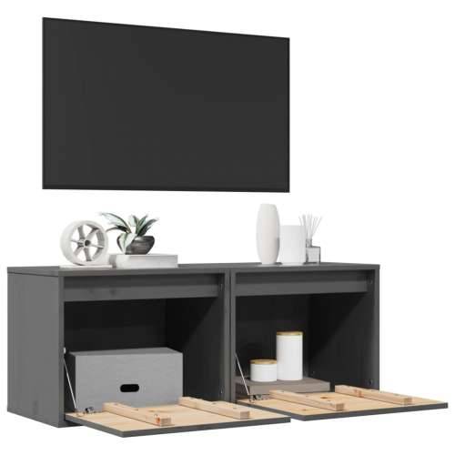 Zidni ormarići 2 kom sivi 45 x 30 x 35 cm od masivne borovine - Siva 2 1 Cijena