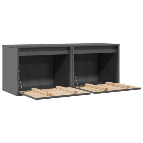 Zidni ormarići 2 kom sivi 45 x 30 x 35 cm od masivne borovine - Siva 2 1 Cijena