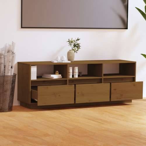 TV ormarić smeđa boja meda 140 x 37 x 50 cm od masivne borovine - boja meda 1 Cijena