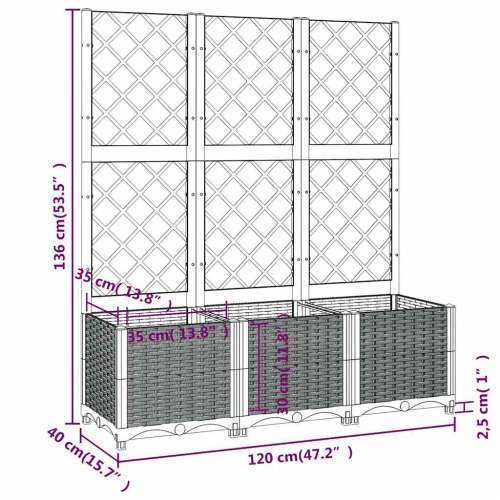 Vrtna sadilica s rešetkom plava siva 120 x 40 x 136 cm PP - Plavo-siva 120 x 40 x 136 cm 1 Cijena