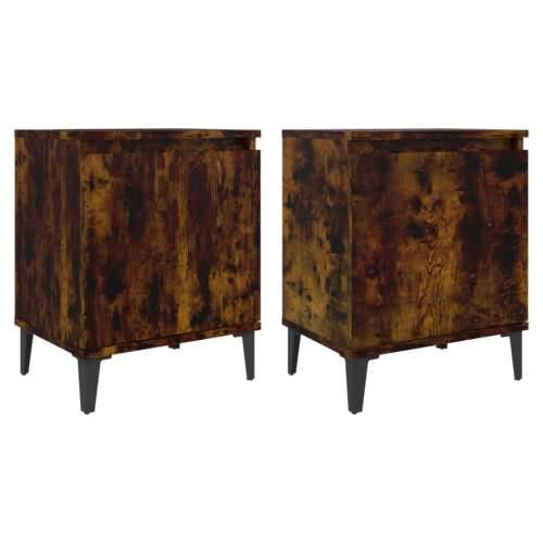 Noćni ormarići s metalnim nogama dimljeni hrast 40 x 30 x 50 cm - Dimljeni hrast 2 Cijena
