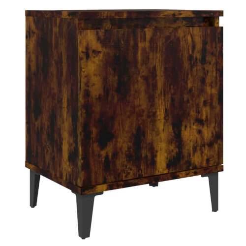 Noćni ormarići s metalnim nogama dimljeni hrast 40 x 30 x 50 cm - Dimljeni hrast 2 Cijena