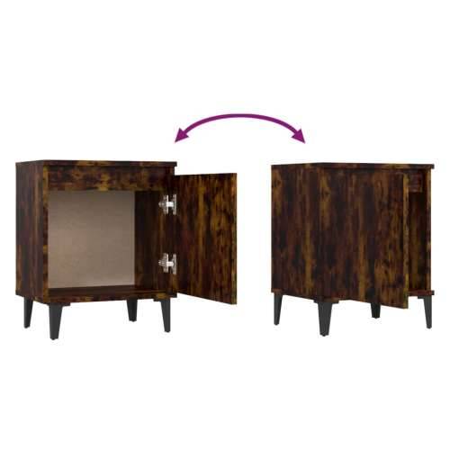 Noćni ormarići s metalnim nogama dimljeni hrast 40 x 30 x 50 cm - Dimljeni hrast 2 Cijena