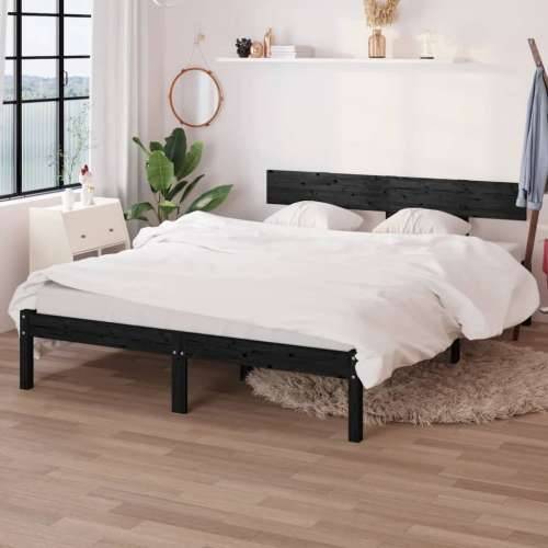 Okvir za krevet od masivne borovine crni 160 x 200 cm - Crna 160 x 200 cm Cijena