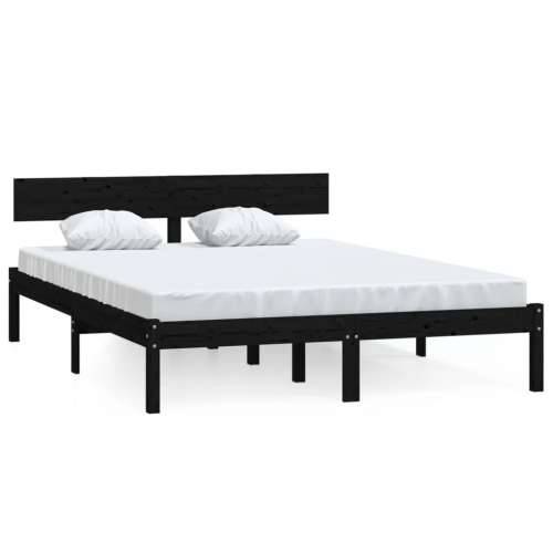 Okvir za krevet od masivne borovine crni 160 x 200 cm - Crna 160 x 200 cm Cijena