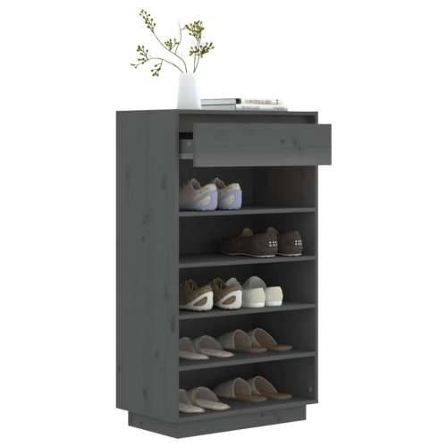 Ormarić za cipele sivi 60 x 34 x 105 cm od masivne borovine - Siva 1 Cijena