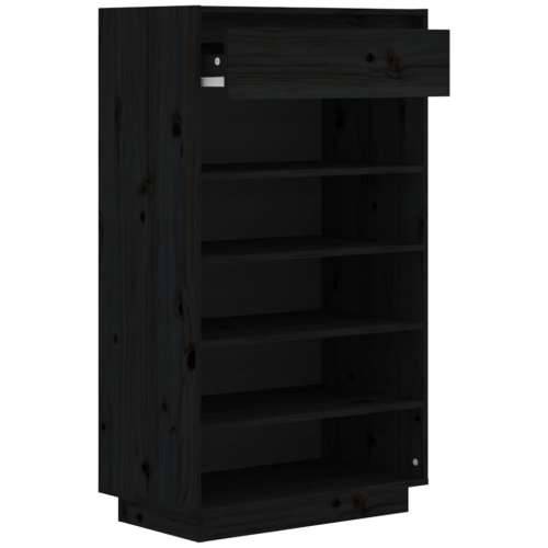 Ormarić za cipele crni 60 x 34 x 105 cm od masivne borovine - Crna 1 Cijena