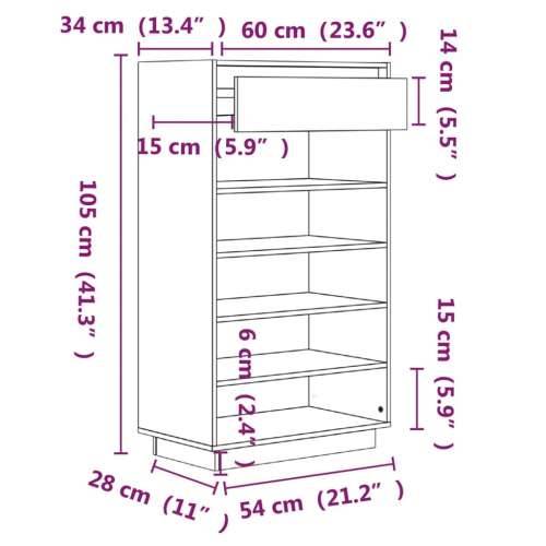 Ormarić za cipele crni 60 x 34 x 105 cm od masivne borovine - Crna 1 Cijena