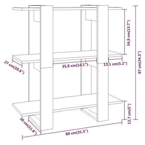 Ormarić za knjige / pregrada boja dimljenog hrasta 80x30x87 cm - Dimljeni hrast 1 Cijena
