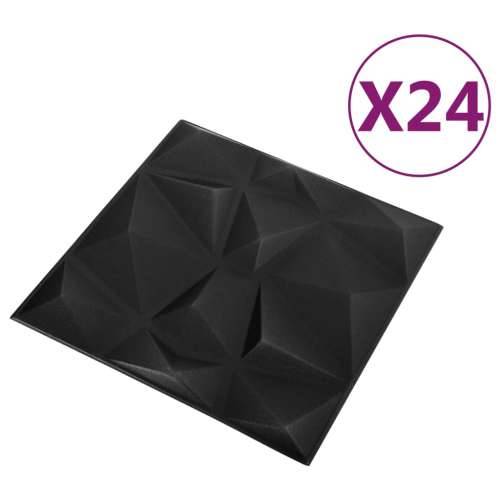 3D zidni paneli 24 kom 50 x 50 cm dijamantno crni 6 m² - Dijamantno crni 24 Cijena