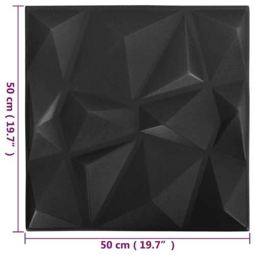 3D zidni paneli 24 kom 50 x 50 cm dijamantno crni 6 m² - Dijamantno crni 24 Cijena
