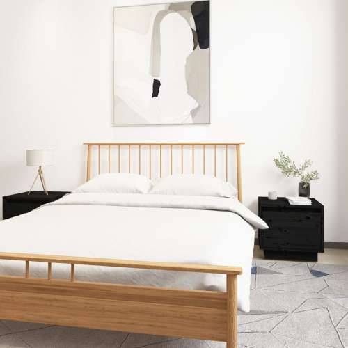 Noćni ormarići 2 kom crni 35 x 34 x 32 cm od masivne borovine - Crna 2 Cijena
