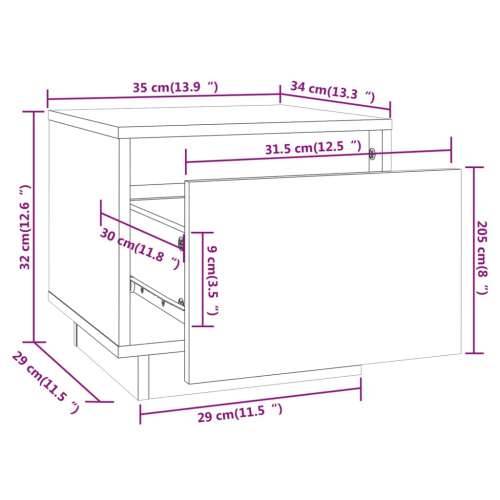 Noćni ormarići 2 kom crni 35 x 34 x 32 cm od masivne borovine - Crna 2 Cijena