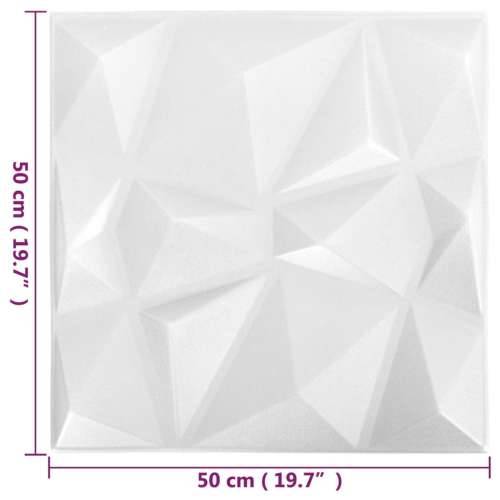 3D zidni paneli 48 kom 50 x 50 cm dijamantno bijeli 12 m² Cijena