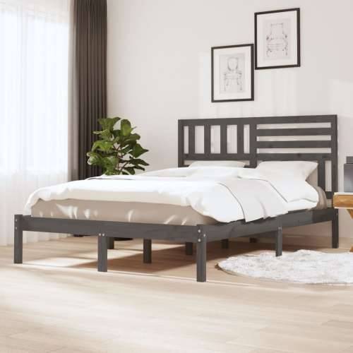 Okvir za krevet od masivnog drva sivi 135x190 cm bračni