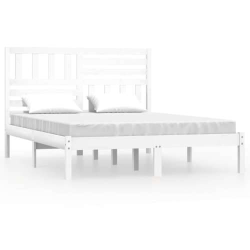 Okvir kreveta bijeli 150 x 200 cm bračni od masivne borovine Cijena