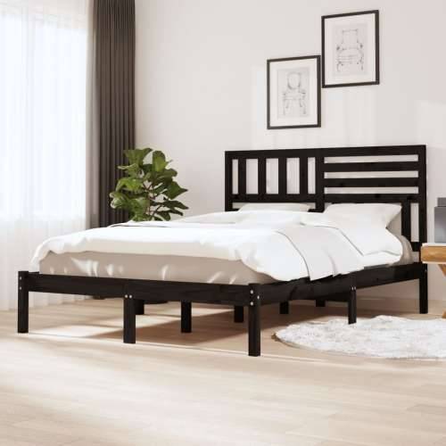 Okvir kreveta crni 150x200 cm veliki bračni od masivne borovine Crna 150 x 200 cm Cijena
