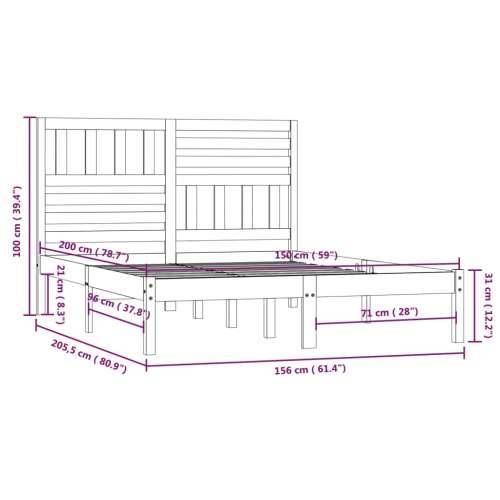 Okvir kreveta crni 150x200 cm veliki bračni od masivne borovine Crna 150 x 200 cm Cijena
