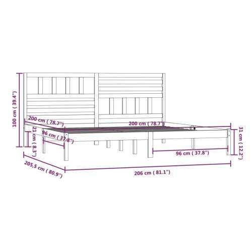 Okvir za krevet od masivne borovine 200 x 200 cm - Prirodna 200 x 200 cm Cijena
