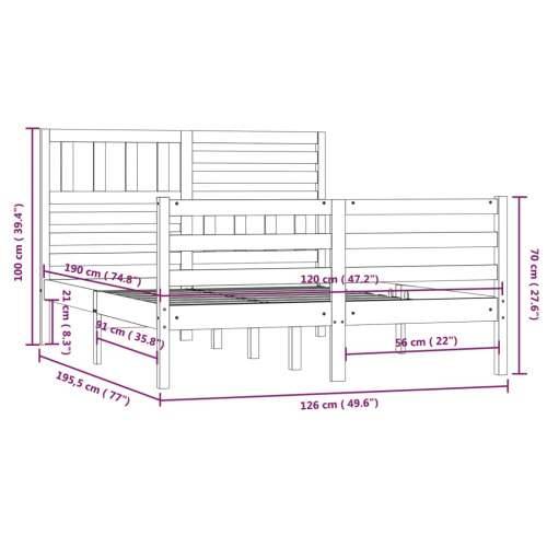 Okvir za krevet od masivnog drva 120 x 190 cm mali bračni - Prirodna 120 x 190 cm Cijena